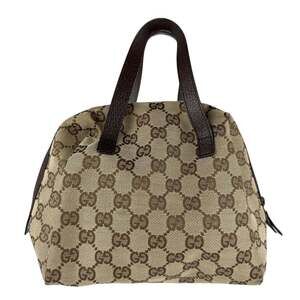 Gucci GUCCI Handbag GG Canvas Leather Brown Women's 124542 Free Shipping z9040